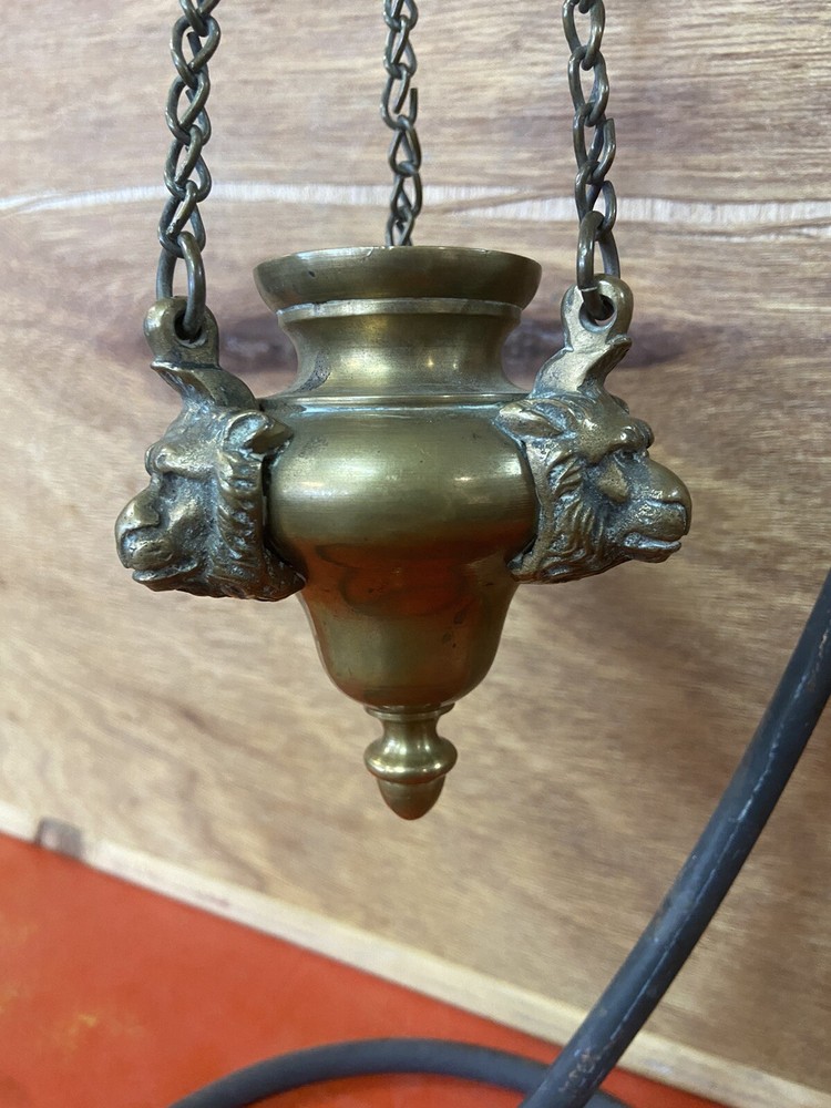 Bronze? Hanging Incense Burner 3 Lion Faces No Lid