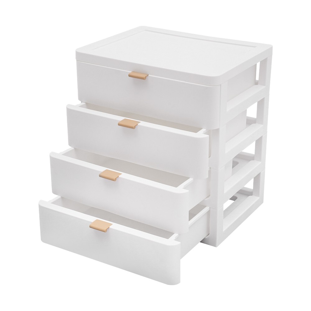 Stylish White Desk Organizer with 4 Drawers - Space-Saving Storage Solution