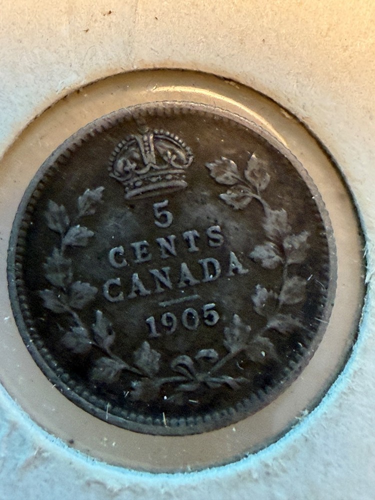 1905 Canada 5 cent silver coin