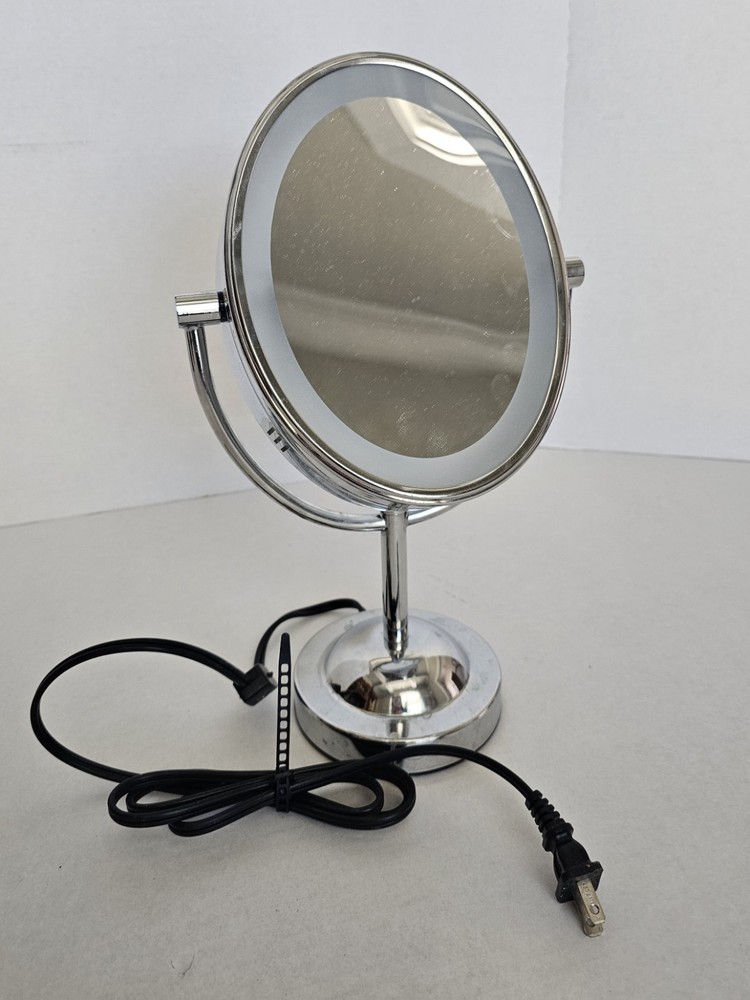 Conair Double Sided Silver Magnifying Lighted Makeup Mirror Works