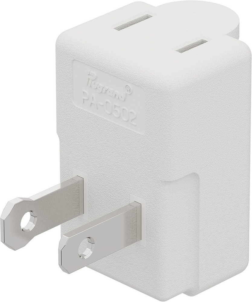 Polarized 2-Prong L Type Adapter, Vertical Right Angled Down Angle AC Adapter wi