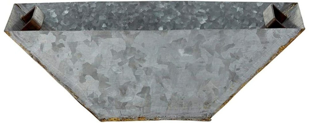 Antique Style Galvanized Iron Rectangular Planter, Medium, 17.32 Inch