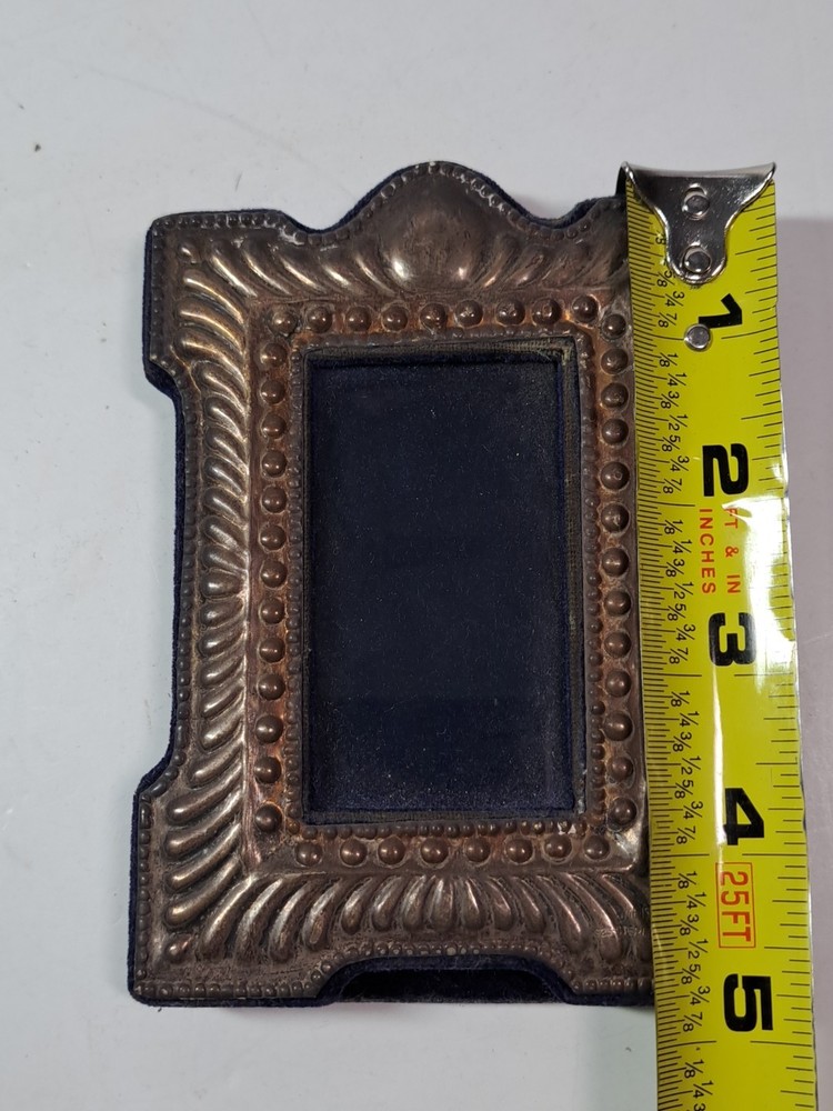 Vintage 925 Sterling Silver Photo Frame With Blue Back