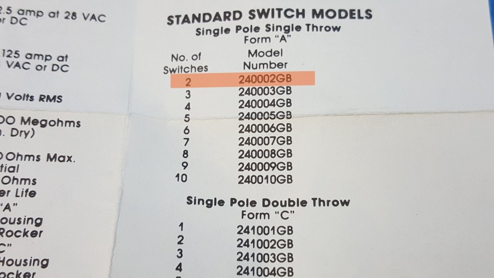 TWO PCS- EECO DIP WITH 2 POSITION, 240002GB