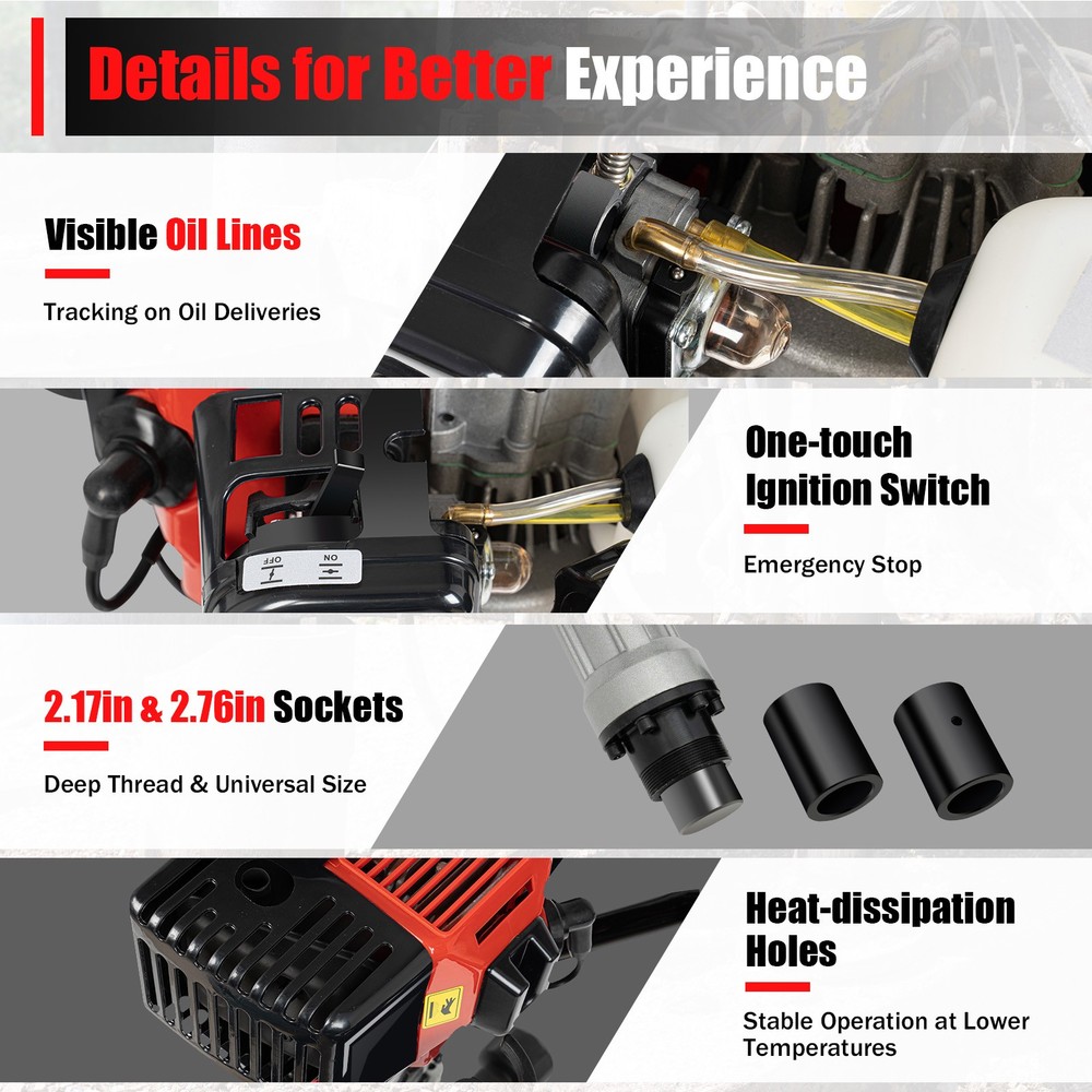 32.6cc 2-Stroke Gasoline Pile Driver Multi-function Gasoline Impact Pile Driver