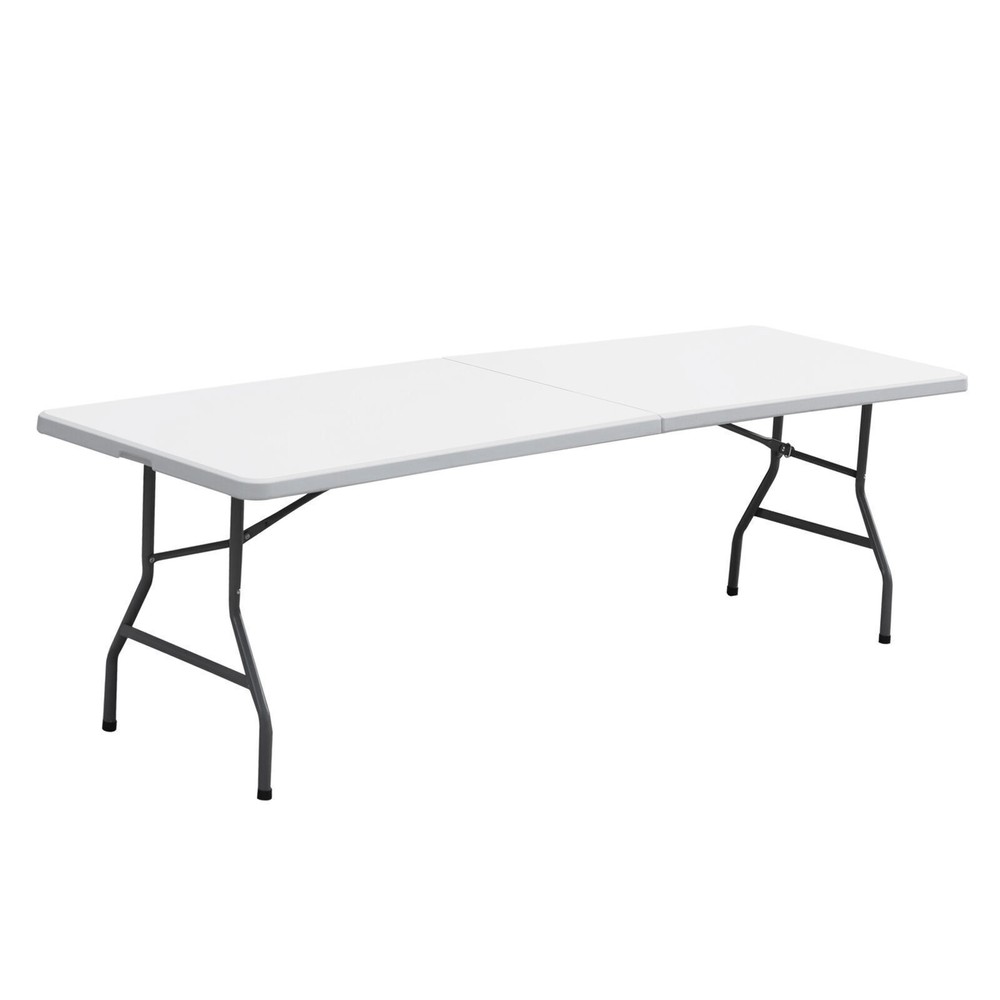 2X 8' Fold-in-Half Table Dining Table Picnic Camping Table w/Handle for Camping