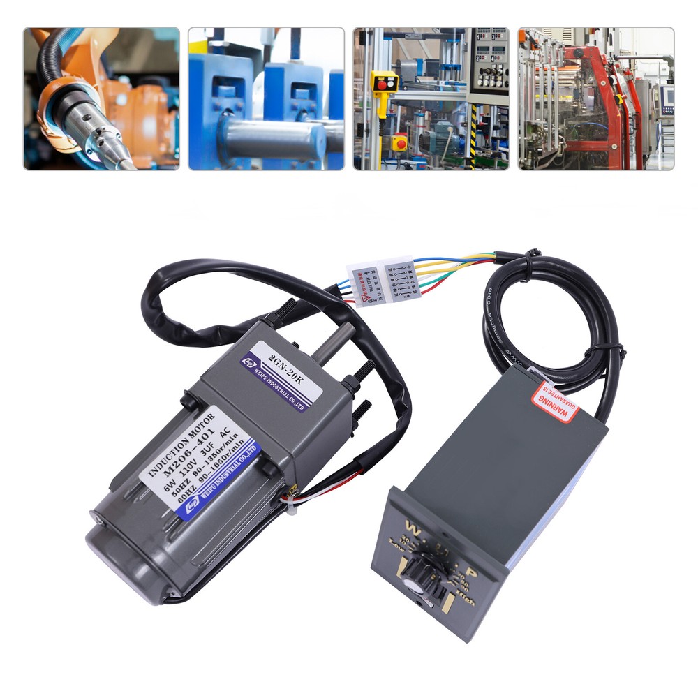 110V Gear Motor with Speed Controller Adjustable Speed Regulator (20K)