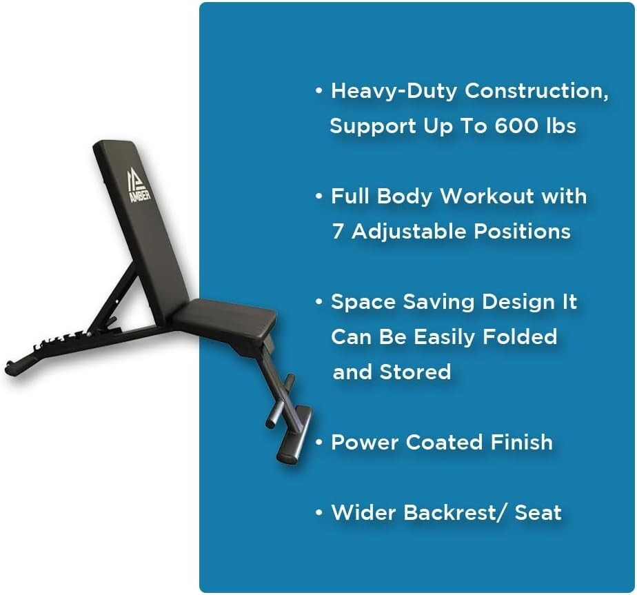 Amber Multi-Purpose Adjustable Weight Bench with Wider Backrest/Seat