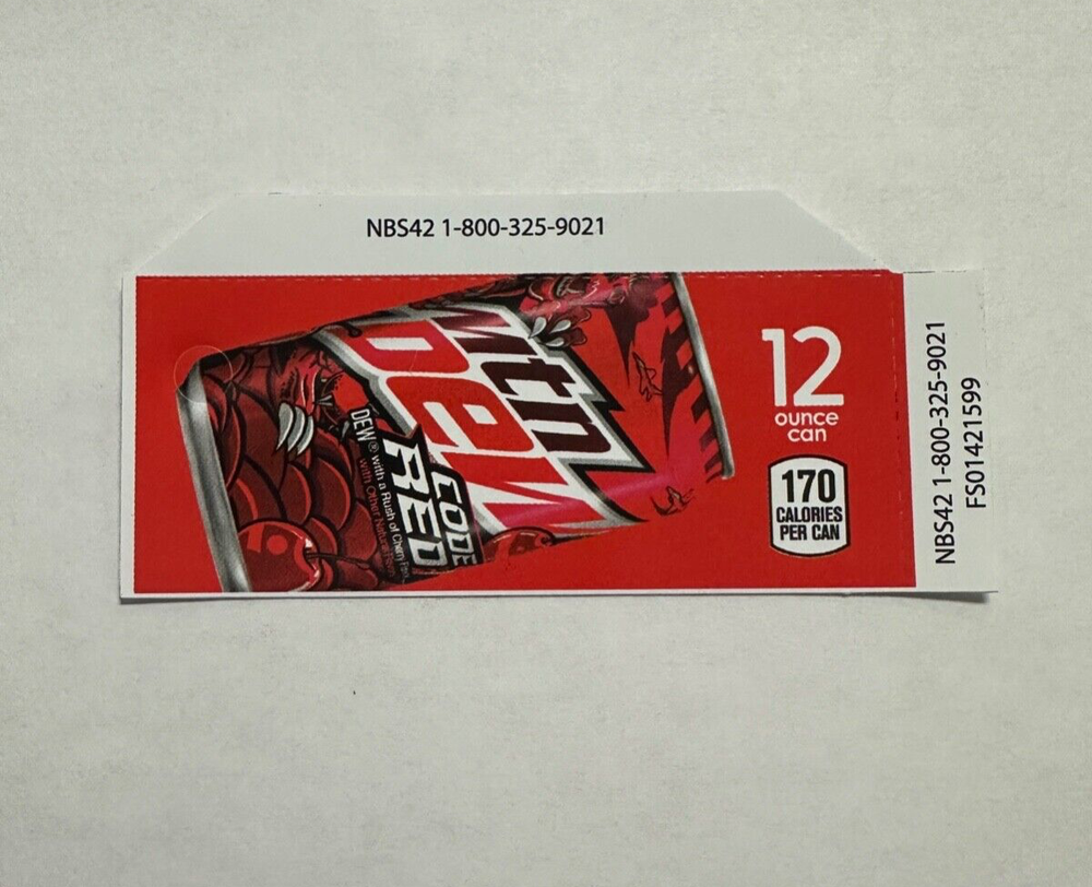 Mtn Dew Code Red Vending Machine Flavor Strip 12oz For Vendo, Dixie Narco