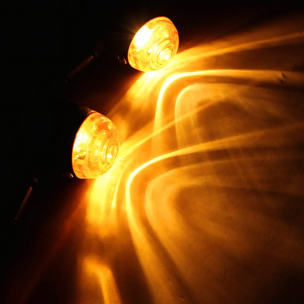 2x Amber Motorcycle Turn Signal Lights Mini Bullet Blinker Indicator Light EXR