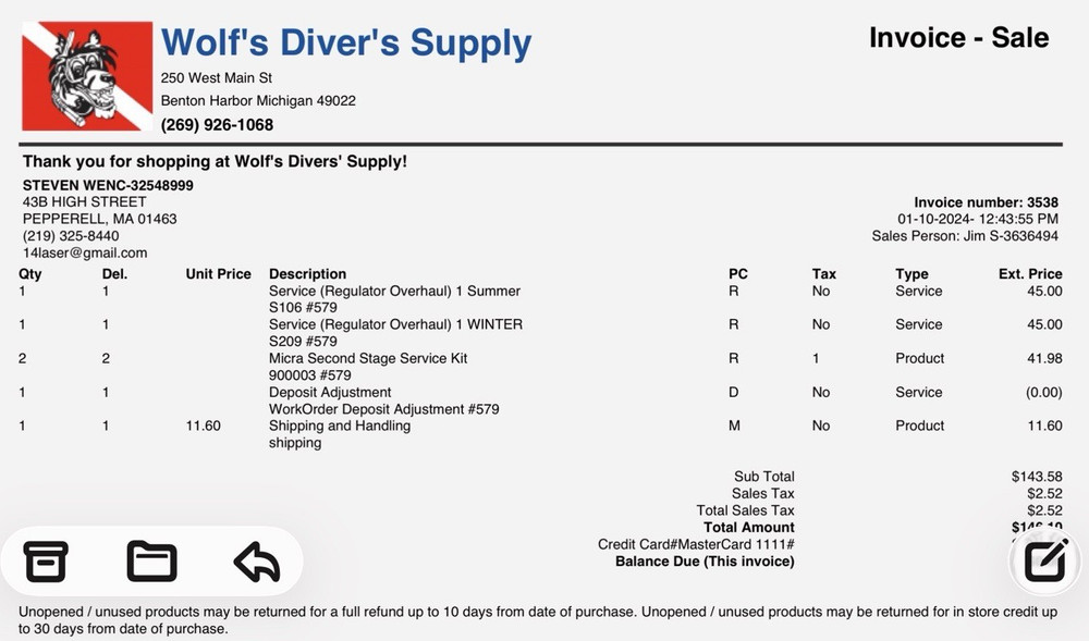 U.S. Divers Aqualung Micra Second Stage Regulator-SERVICED TESTED