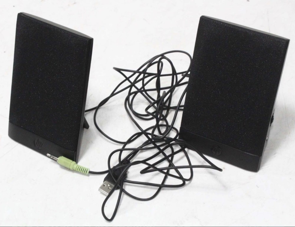 HP USB Powered Thin Flat Laptop Computer Speakers (636369-001)- BLACK