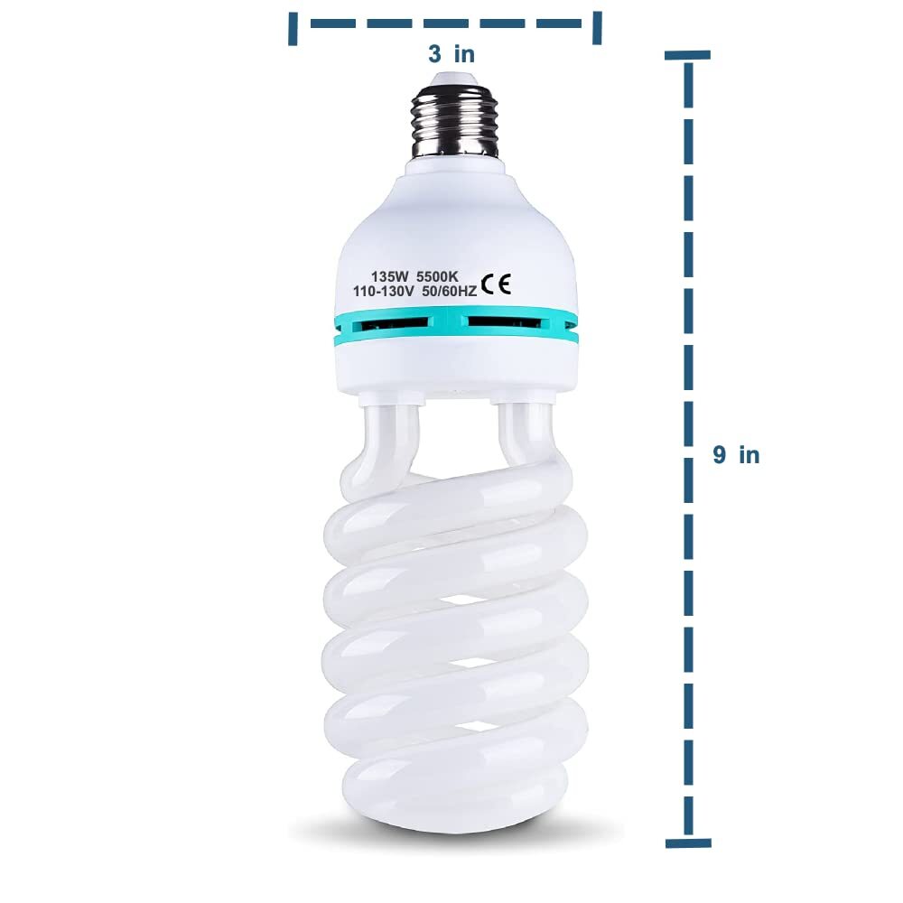 135W Light Bulb 5500K CFL Daylight Spiral Softbox Lighting Kit Bulb in E27/E2...