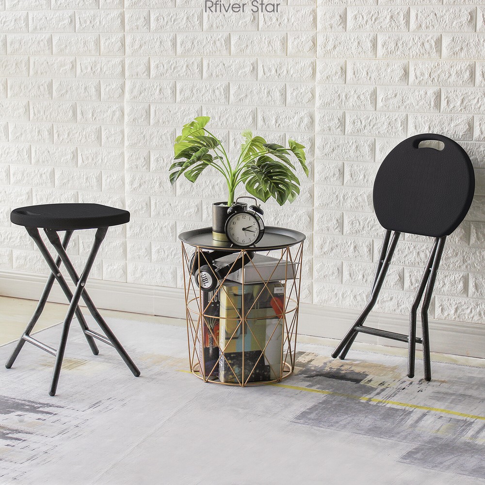 Folding Stool Chairs （Set of 2）,Small Folding Skinny Stools with Handle