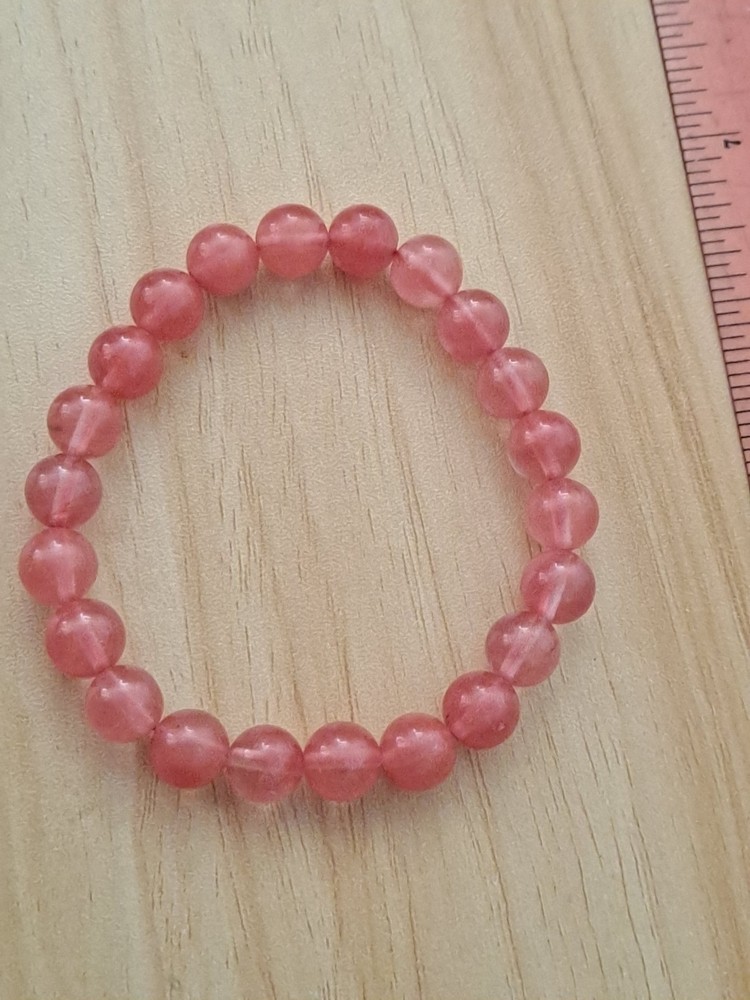 cherry quartz stretch bracelet