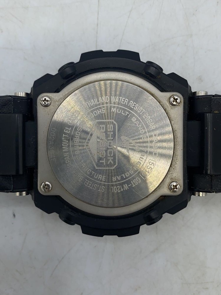 CASIO Solar Watch G SHOCK Digital Analog Leather BLK BLK