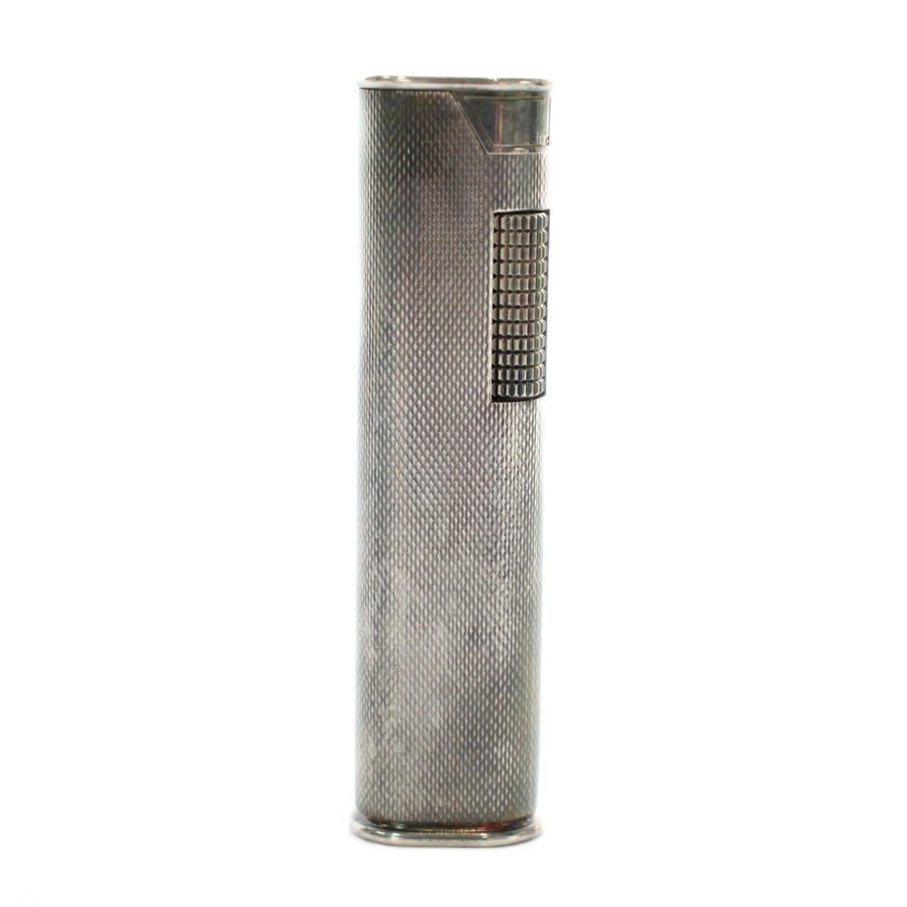 Dunhill Gas Lighter Slim Silver Oval Roller Cigarette Used