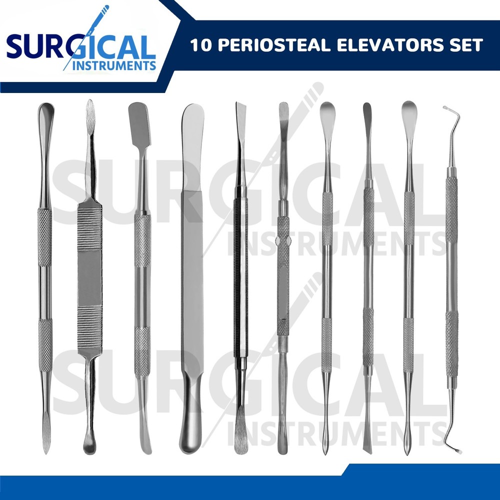 10 Periosteal Elevators Set Surgical Dental Instruments Stainless German Grade