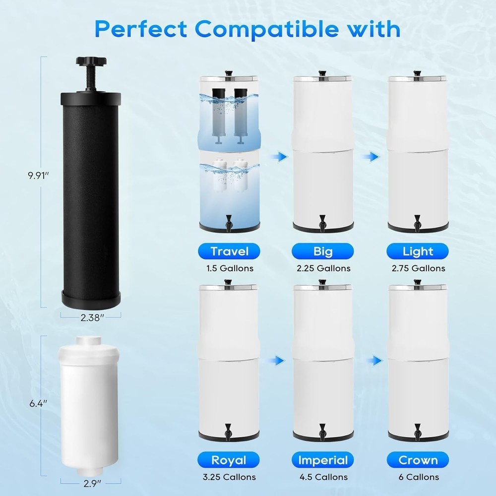 Gravity Water Filter Replacement,for Berkey Black Carbon BB9-2 Purification E...