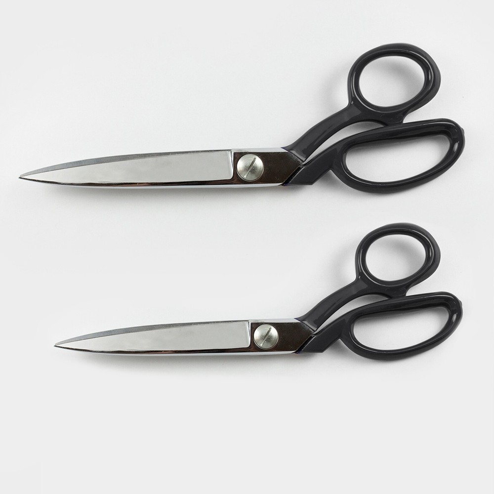 2  Pcs Tailors Cutting Fabric Heavy Duty Scissors Black Leather Cutting  7"+ 8"