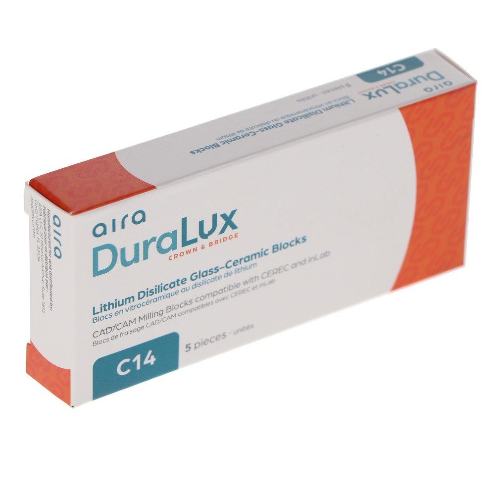 Aira 600128 DuraLux IPS e.max Type Blocks CAD inLab HT B4 C14 5/Pk