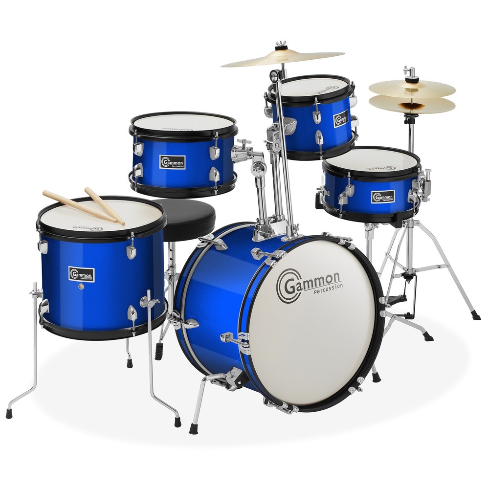 OPEN BOX - 5-Piece Beginner Junior Drum Set w/ Stool & Stands - Blue