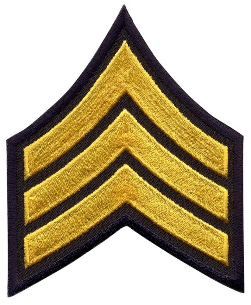 SGT Sergeant 3" Chevrons Medium Gold on Midnight Navy Laser Cut Edge