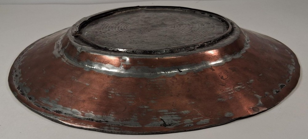 Ottoman Turkish Middle Eastern Antique Hand Hammered Etched Tinned Copper 10"