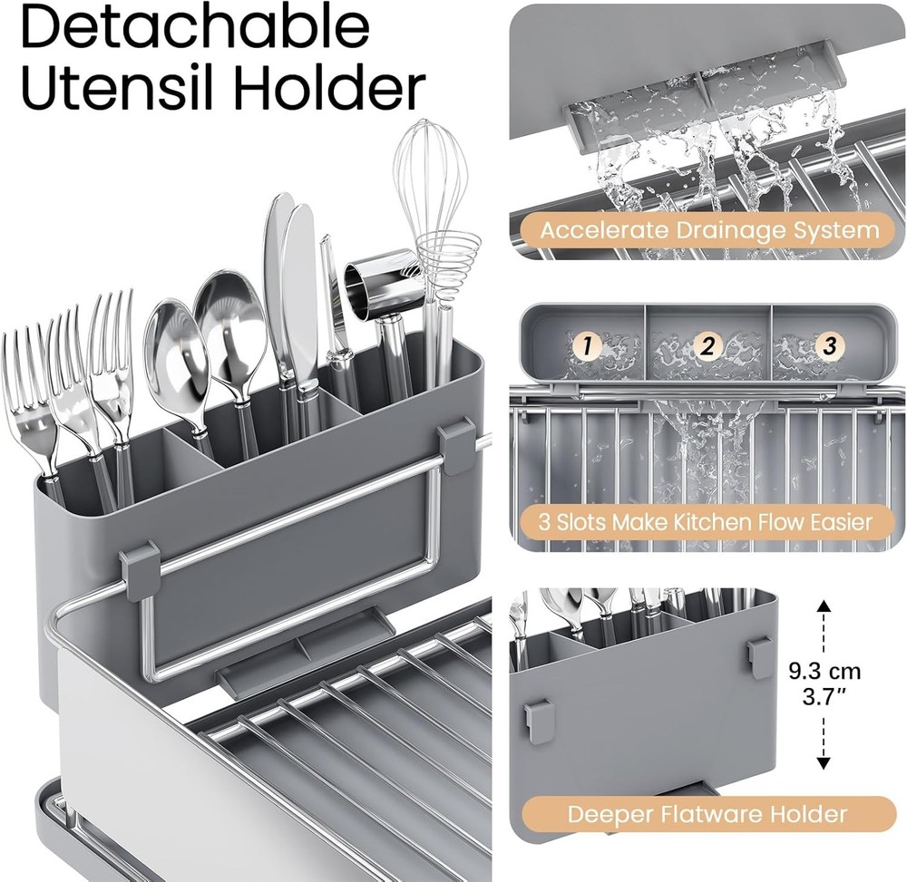 Dish Drying Rack Large Capacity Stainless Steel Dish Rack Kitchen Counter