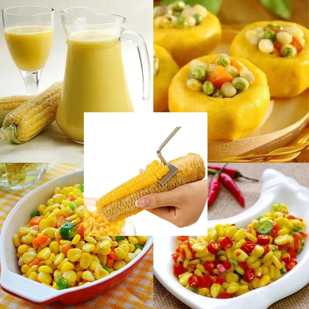 ，2025 NEW Long Handle Stainless Steel Corn Stripping Tool，Corn on the Cob Remove