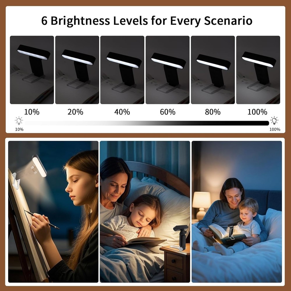 USB Rechargeable Book Light with Smart Timer & 30 Adjustable Modes for Readers
