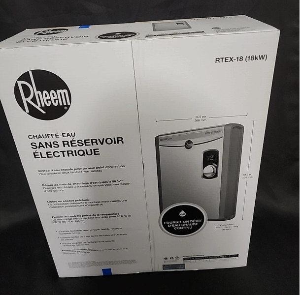 RHEEM RTEX-18 Tankless Instant Electric Water Heater 240VAC, 18Kw