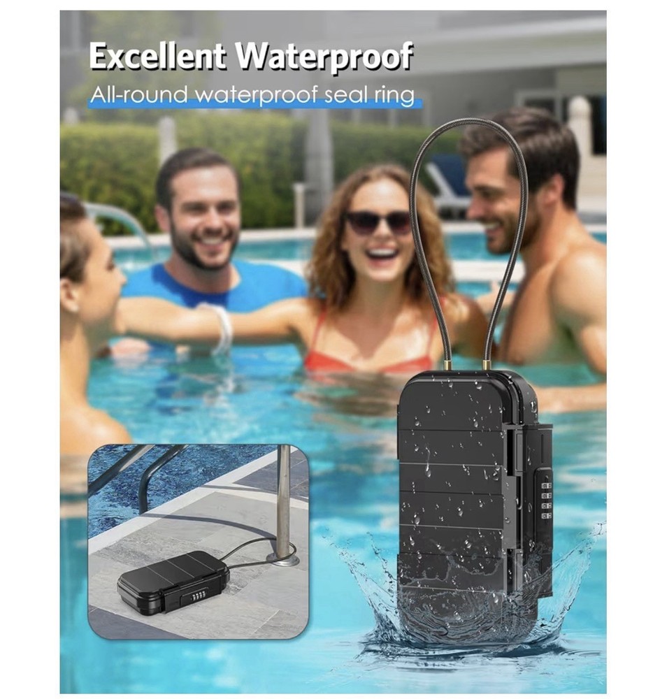 Waterproof Large Capacity Combination Lock Storage Box with Cable, ABS Shell