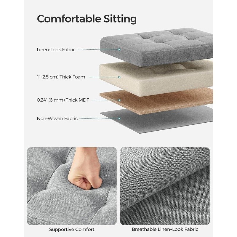 Folding Storage Ottoman Multi-Purpose Organizer Durable Upholstered Seat New