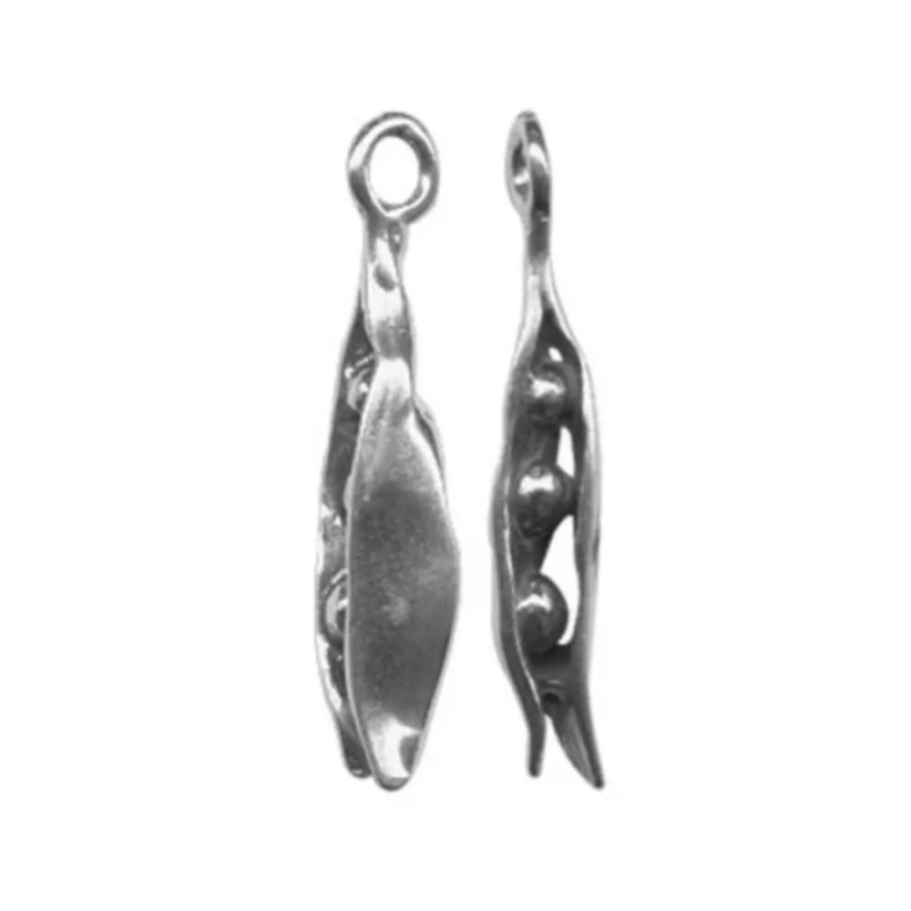 Sterling Silver Peapod Charm (Solid Sterling Silver)