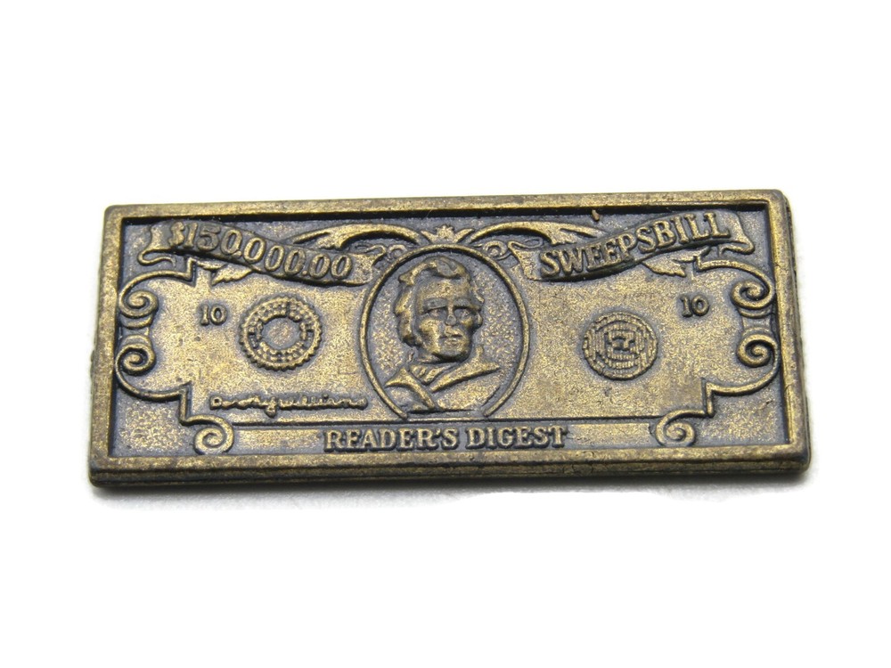 Readers Digest Sweeps Bill Charm Gold Tone