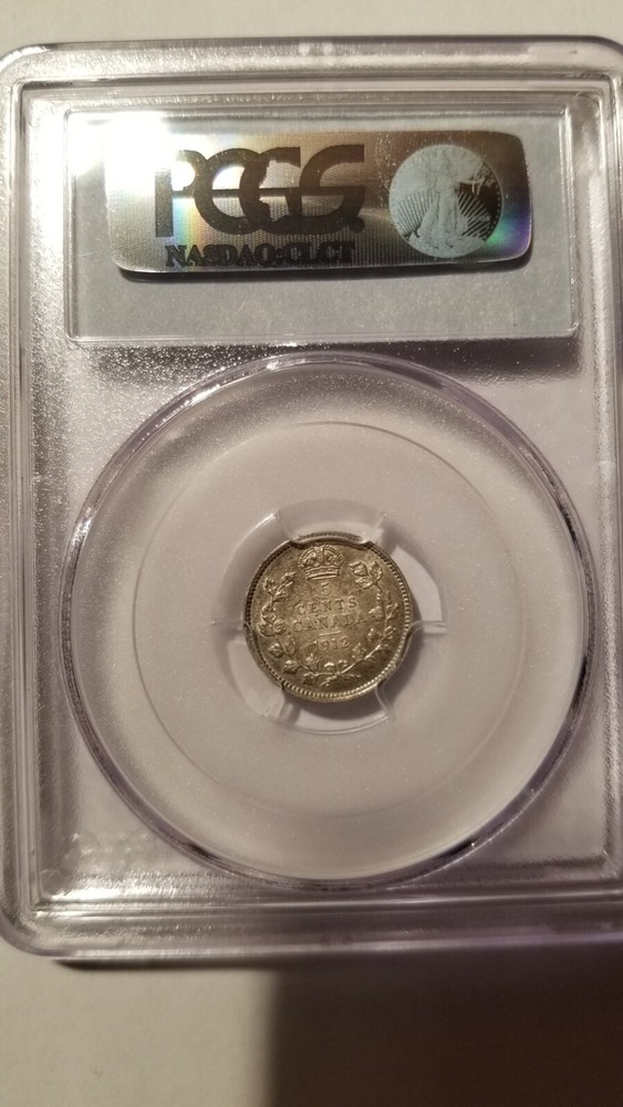 CANADA FIVE CENT 1912 AU PCGS