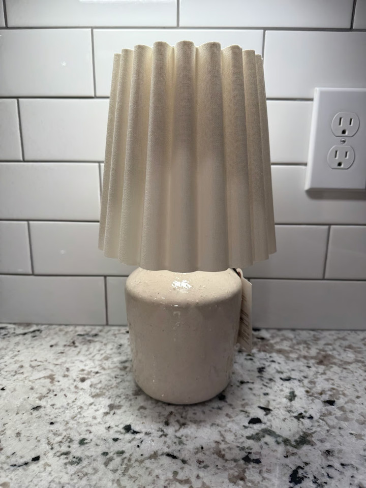 Vintage Kitchen Table 2 Pcs 13.5” Rustic Ceramic Mini Lamp with Pleated Shade