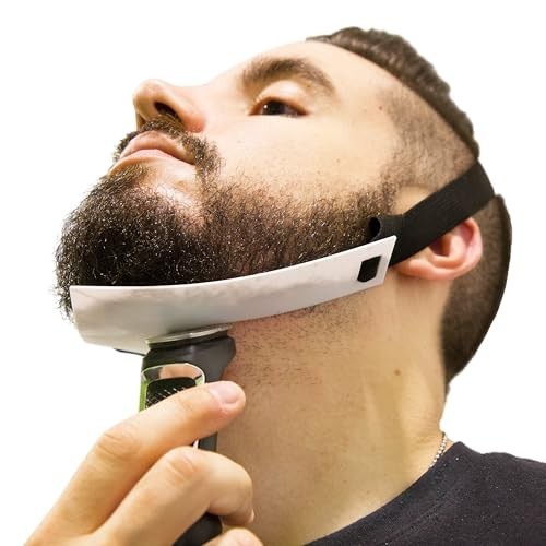 Beard Shaper Tool - Flexible Neckline Guide & Hands-Free Trimmer Stencil Kit - W