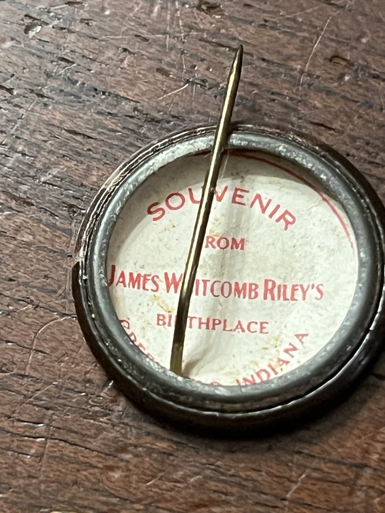 JAMES WHITCOMB RILEY 7/8" pinback button w/back paper
