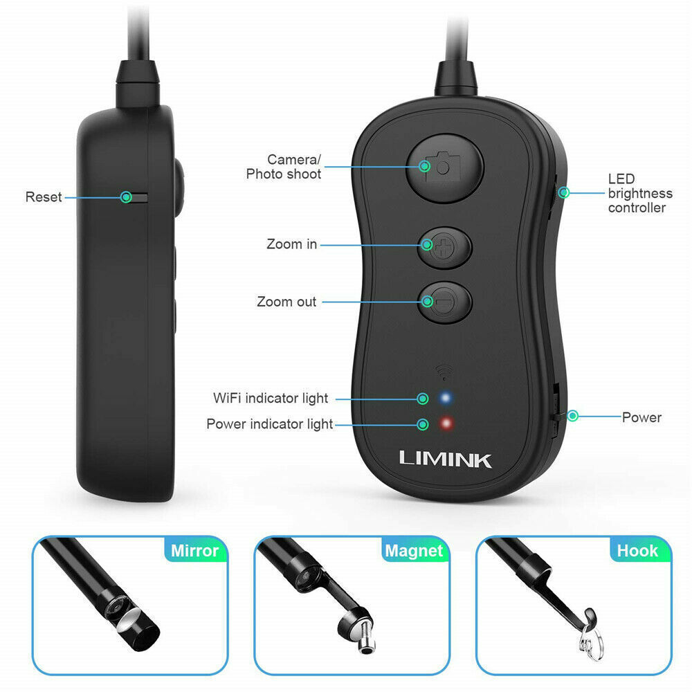 Wireless Wifi 5.5mm Endoscope Camera Borescope Inspection For Android iPhone