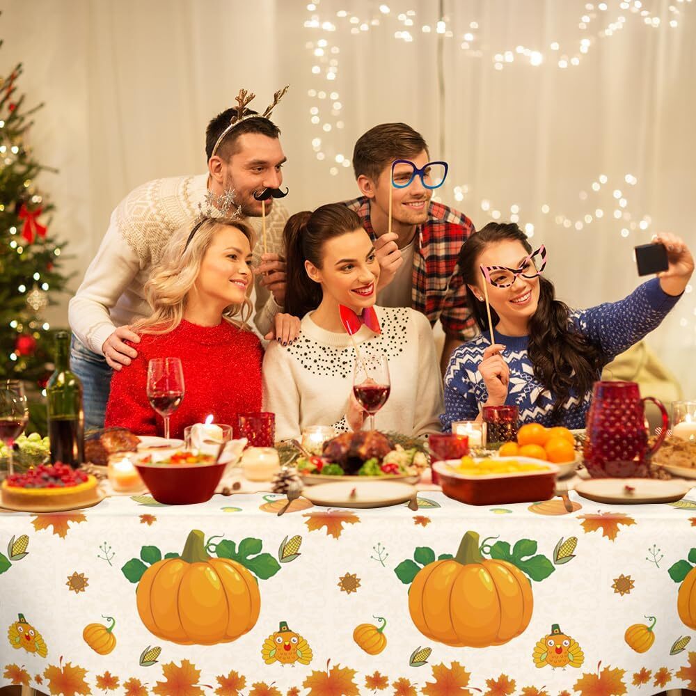 Thanksgiving Tablecloth, 2PCS 54" X 108" Tablecloth Multi Color