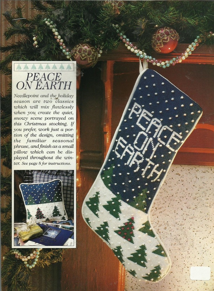 B0058  PEACE ON EARTH  CHRISTMAS STOCKING NEEDLEPOINT PATTERN
