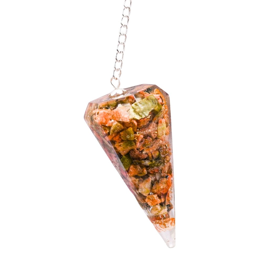 Unakite Orgone Crystal Pendulums