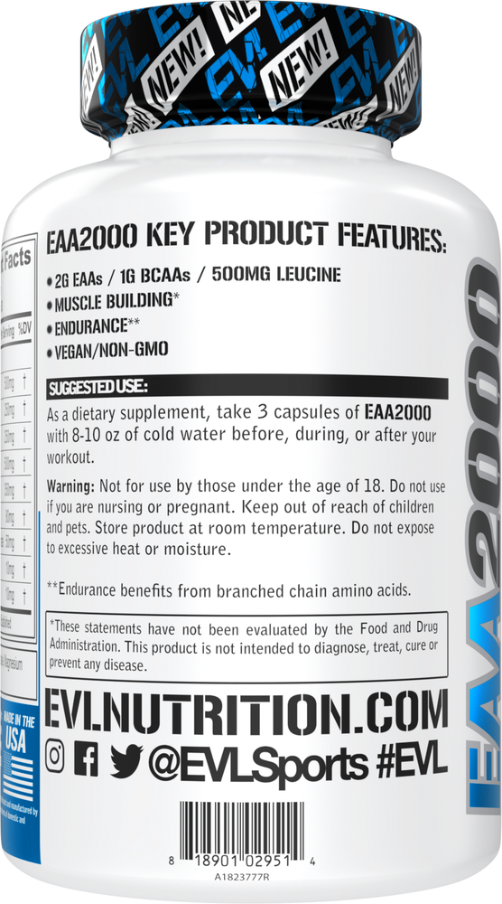 Evlution Nutrition EAA2000 - 2g Essential Amino Acids - 30 Servings