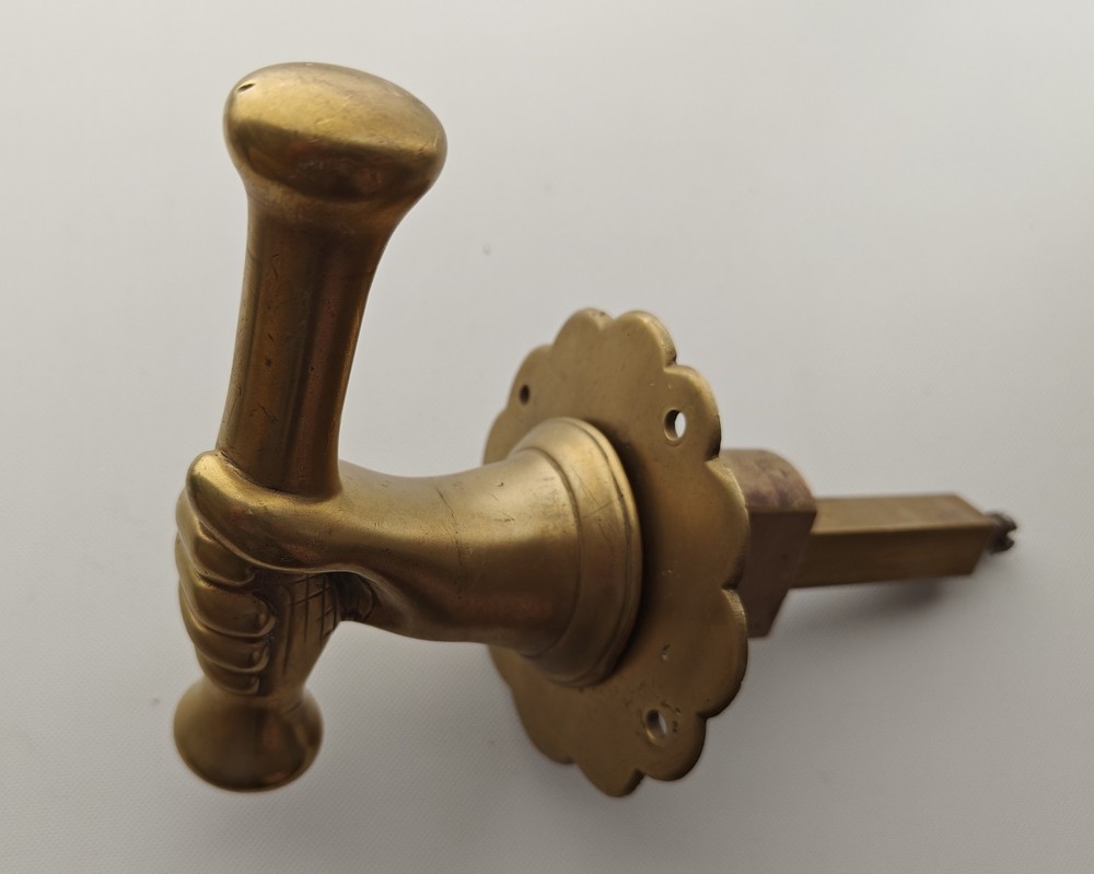 Vintage Brass Fist Hand With Scroll Door Pull Safe Handle