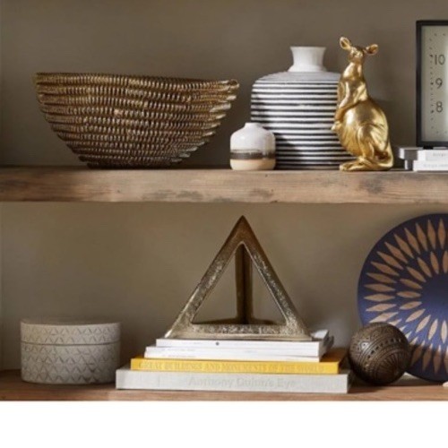 Contemporary Gold Metal Triangular Decor Piece
