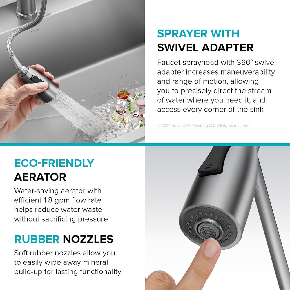 Coda Commercial Style 2-Function Single Handle Pull down Kitchen Faucet in Chrom