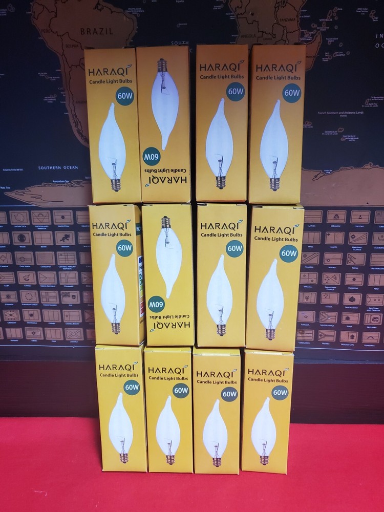 12 Pack 60w E12 C32 Flame Tip Clear Light Bulbs Free Shipping 🚢