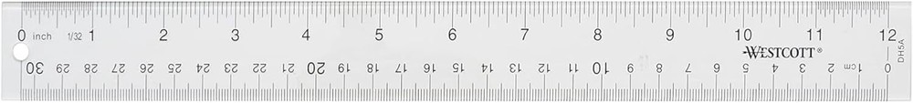 Westcott 10562 Acrylic Clear Ruler, 12 In